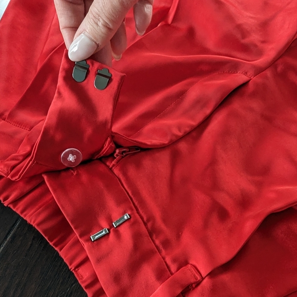 Red Satin Wide Leg Pants - Picture 11 of 12